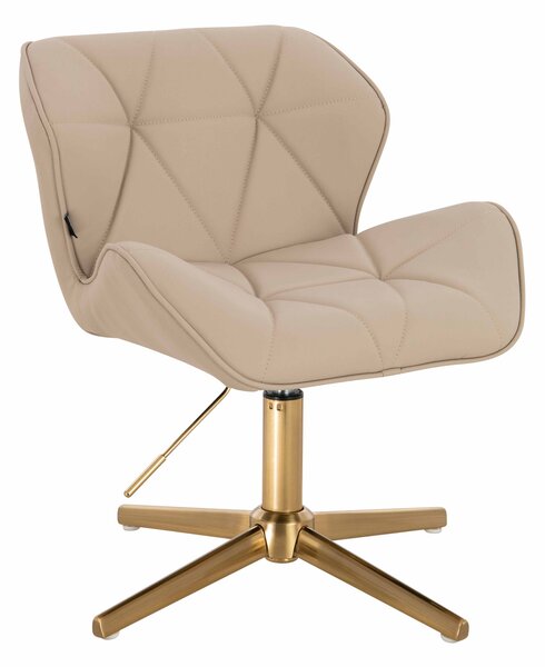 HR111CROSS Krémszínű Műbőr Premium Soft szék arany lábbal