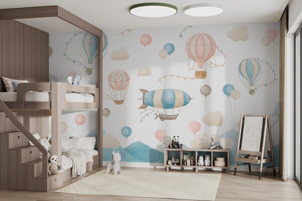 Fotótapéta Hőlégballonok és zászlók csoportja, Modern fotótapéta, Modern fotótapéta, w08765 - Muralas.hu