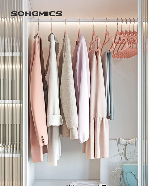 Bársonyos vállfák 30 darabos, csúszásmentes ruhaakasztó rose gold színű