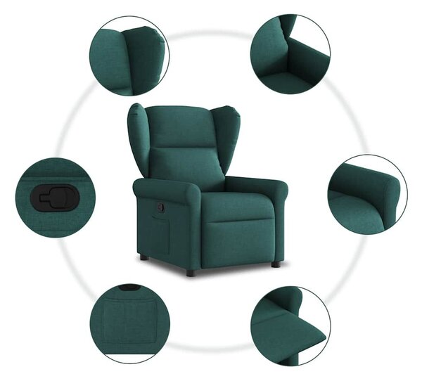 VidaXL sötétzöld szövet dönthető fotel