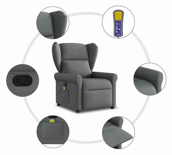 VidaXL sötétszürke szövet masszázsfotel