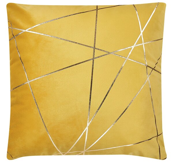 2 db díszpárna PINUS Bársony 45 x 45 cm Sárga Geometrikus mintás