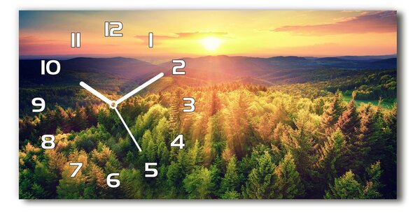Négyszögletes üvegóra vízszintesen Forest naplemente