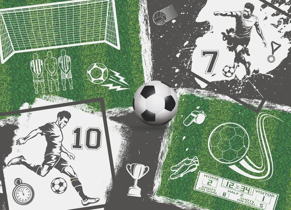 Fotótapéta Labdarúgók, labda és pálya, Fotótapéta tini szoba, Fotótapéta tini szoba futball, w03121 : Uwalls.hu