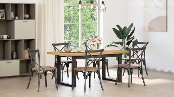 VidaXL Étkezőasztal NOAIN U-alakú lábak 180x90x75 cm tömörfa fenyőfa
