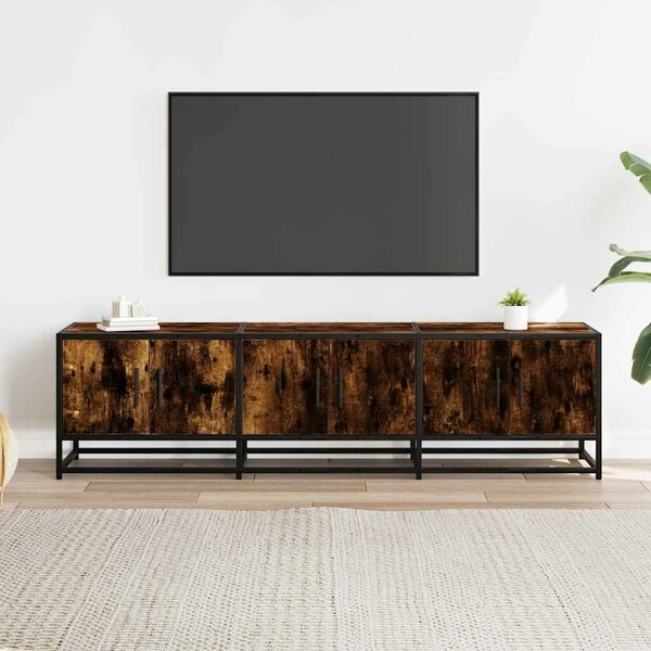 VidaXL füstös tölgy színű szerelt fa és fém TV-szekrény 150x35x41 cm