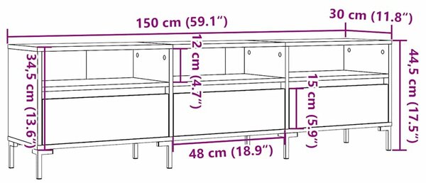 VidaXL antik fa színű szerelt fa TV-szekrény 150 x 30 x 44,5 cm