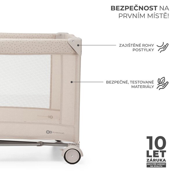 Kinderkraft Joy2 utazó kiságy, Kiegészítőkkel, Bézs