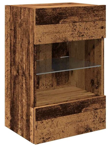 VidaXL 2 db antik fa fali TV-szekrény LED-világítással 40x30x60,5 cm