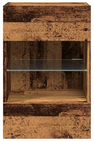 VidaXL 2 db antik fa fali TV-szekrény LED-világítással 40x30x60,5 cm