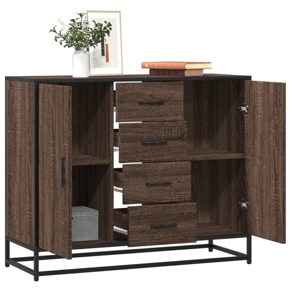 VidaXL barna tölgy színű szerelt fa tálalószekrény 92 x 35 x 76 cm