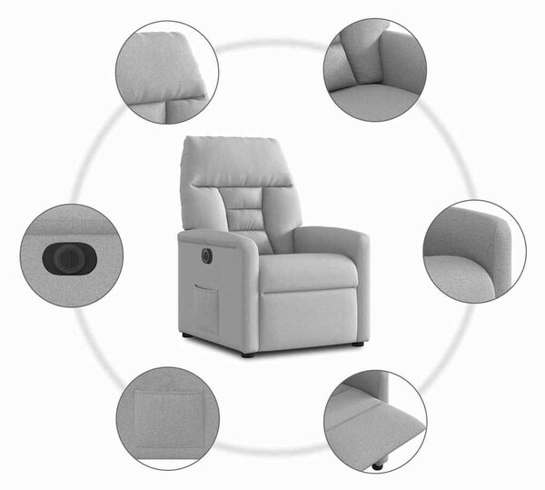 VidaXL felhőszürke szövet elektromos dönthető fotel