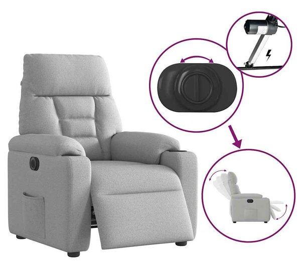VidaXL felhőszürke szövet elektromos dönthető fotel