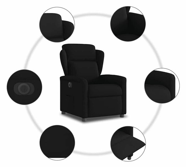 VidaXL fekete szövet elektromos dönthető fotel