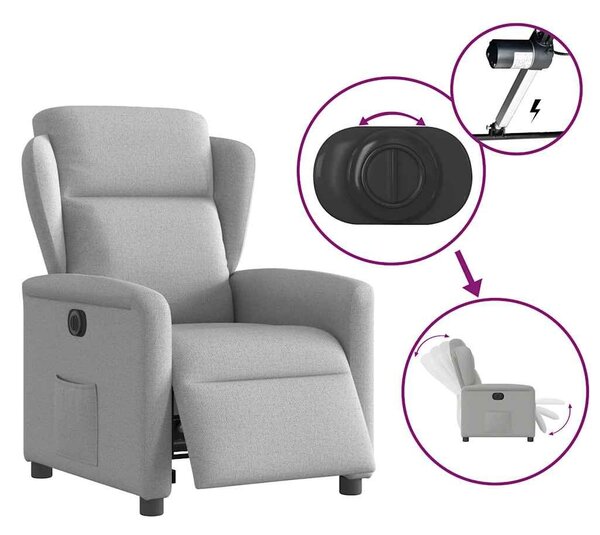 VidaXL felhőszürke szövet elektromos dönthető fotel