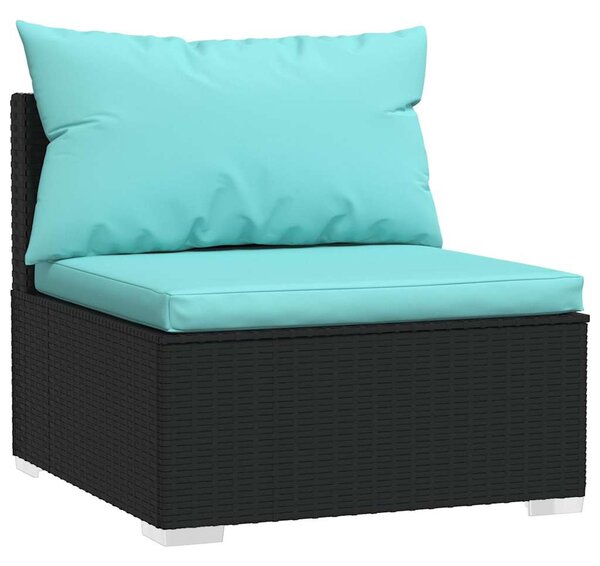 5 részes fekete polyrattan kerti ülőgarnitúra párnákkal