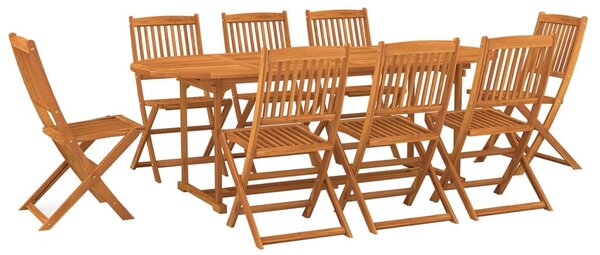 9 részes tömör akácfa kerti étkezőgarnitúra 220x90x75 cm