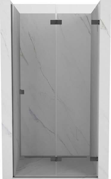 Mexen, Mexen Lunar-F jobbos zsanéros zuhanyajtó 60 cm, átlátszó, szálcsiszolt szürke-fekete - 836-060-000-66-00-P