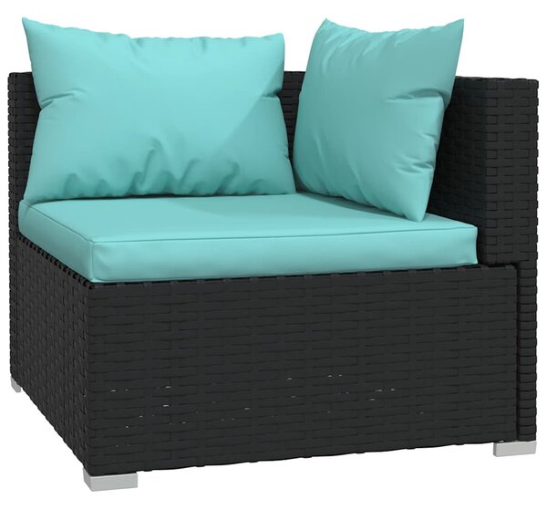 4 részes fekete polyrattan kerti ülőgarnitúra párnákkal