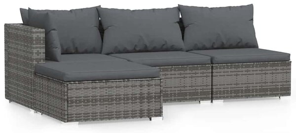4 részes szürke polyrattan kerti ülőgarnitúra párnákkal