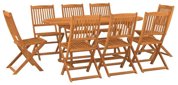 9 részes tömör akácfa kerti étkezőgarnitúra 180 x 90 x 75 cm