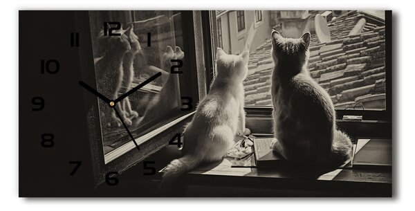 Vízszintes üvegóra Macskák az ablakban