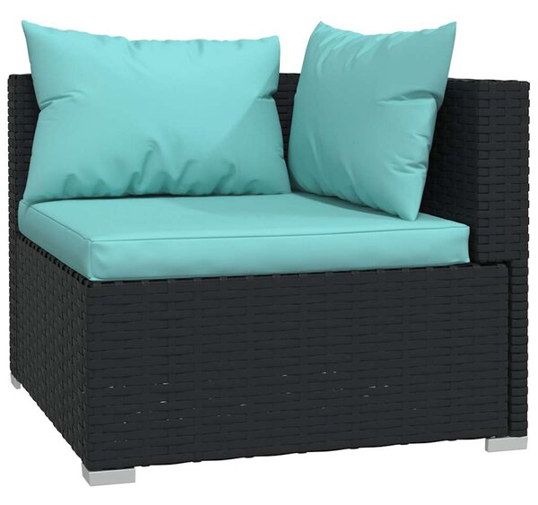 5 részes fekete polyrattan kerti ülőgarnitúra párnákkal