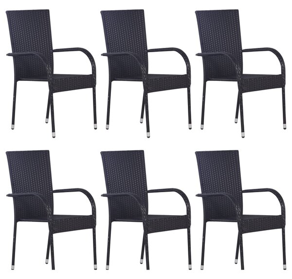 7 részes fekete polyrattan kerti étkezőgarnitúra