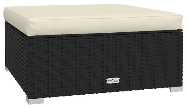 4 részes fekete polyrattan kerti bútorszett párnákkal