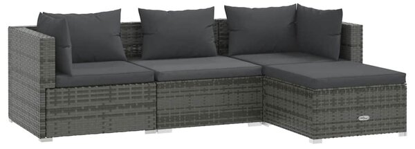 4 részes szürke polyrattan kerti ülőgarnitúra párnákkal
