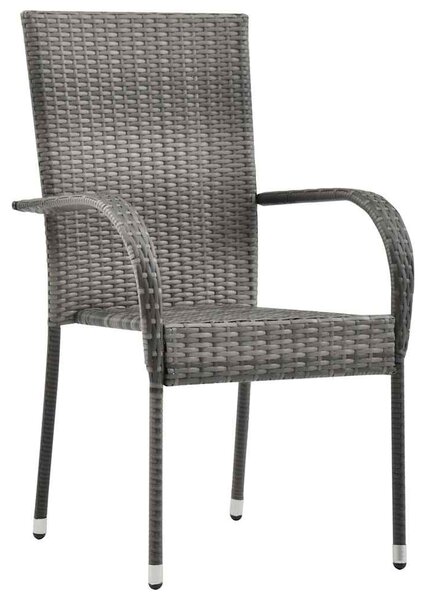 5 részes szürke polyrattan kerti étkezőgarnitúra