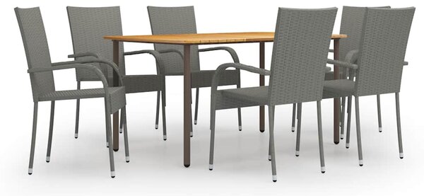 7 részes szürke polyrattan kerti étkezőgarnitúra