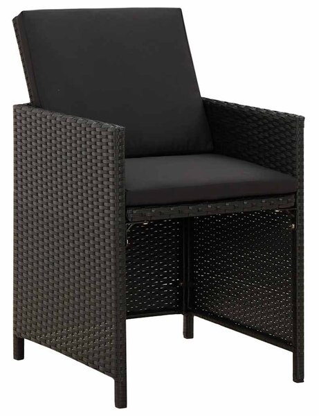 5 részes fekete polyrattan kerti étkezőgarnitúra párnákkal