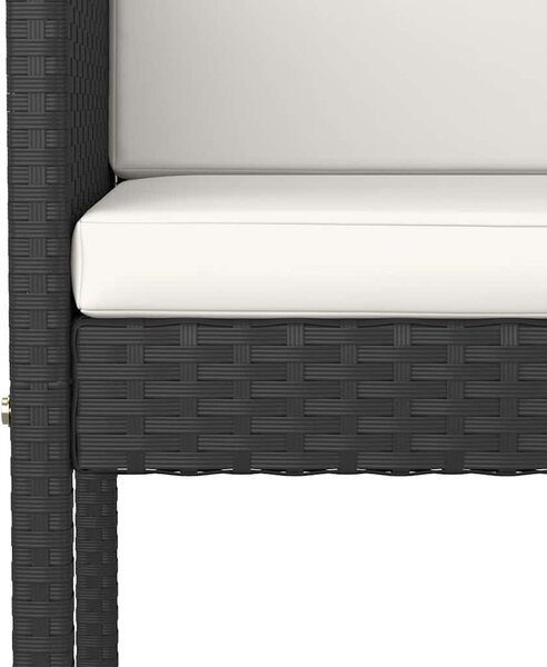 5 részes fekete polyrattan kerti bárszett párnákkal