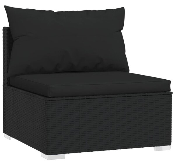 6 részes fekete polyrattan kerti ülőgarnitúra párnákkal