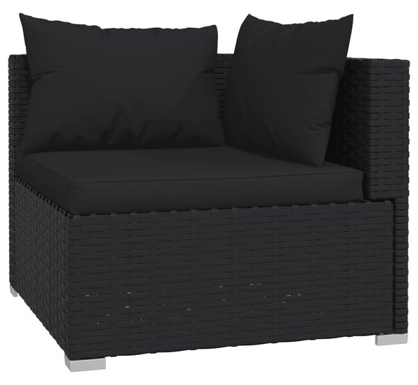 6 részes fekete polyrattan kerti ülőgarnitúra párnákkal