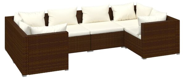 6 részes barna polyrattan kerti ülőgarnitúra párnákkal