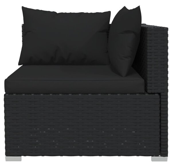 6 részes fekete polyrattan kerti ülőgarnitúra párnákkal