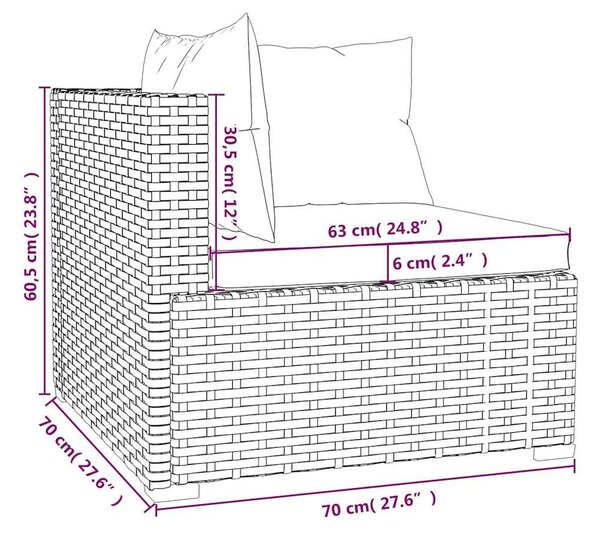 4 részes barna polyrattan kerti bútorszett párnákkal