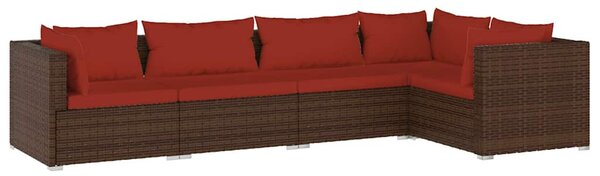 5 részes barna polyrattan kerti ülőgarnitúra párnákkal