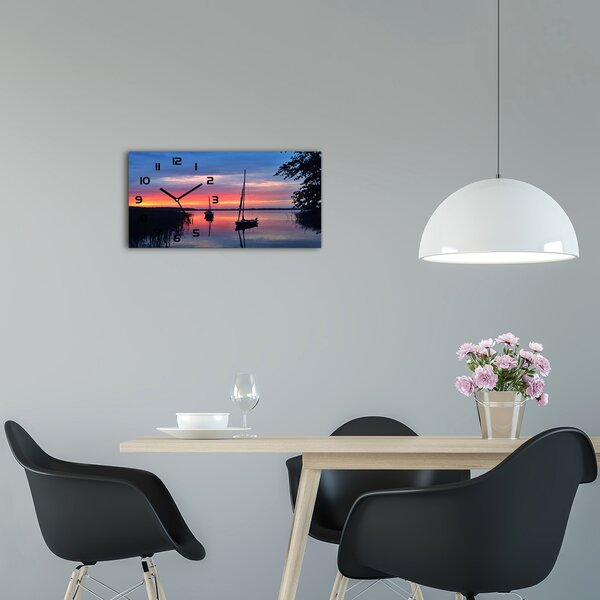 Négyszögletes üvegóra vízszintesen Vitorlások a sunset