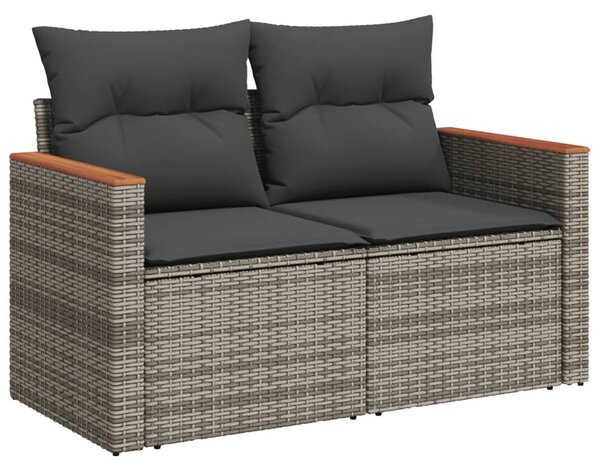 7 részes szürke polyrattan kerti ülőgarnitúra párnákkal