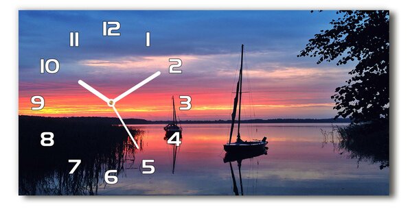 Négyszögletes üvegóra vízszintesen Vitorlások a sunset