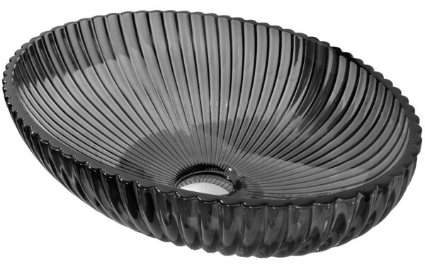 Mexen Zira, üveg pultra szerelhető mosdó 53 × 35 cm, fekete, 24175370