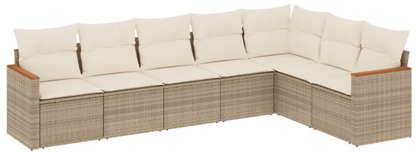 7 részes bézs polyrattan kerti ülőgarnitúra párnákkal