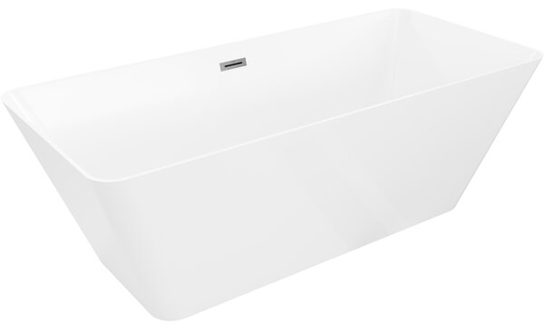 Mexen Velo Slim, szabadon álló kád 170 × 75 cm, fényes fehér, grafit túlfolyóval, 52811707500-66