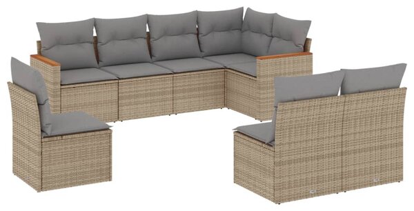 8 részes vegyes bézs polyrattan kerti ülőgarnitúra párnákkal