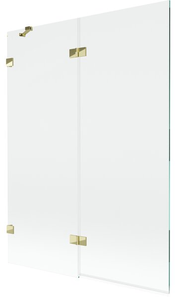 Mexen Lunar, kétszárnyú kádparaván bal oldali 130 x 150 cm, átlátszó üveg, fényes arany, 897-130-100-50-00-L