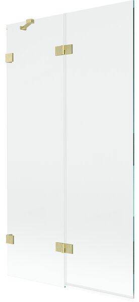 Mexen Lunar, kétszárnyú kádparaván bal oldali 100 x 150 cm, átlátszó üveg, matt arany, 897-100-100-55-00-L