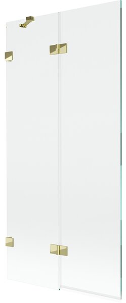 Mexen Lunar, kétszárnyú kádparaván bal oldali 90 x 150 cm, átlátszó üveg, fényes arany, 897-090-100-50-00-L